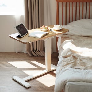 덱스탑 침대 소파 사이드테이블 미니 모션 테이블 높이조절 자취템 네츄럴우드(각도조절)_전문설치