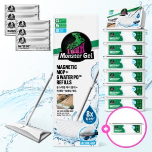[2차 사전예약 12/17 순차발송] 몬스터 겔 마르지 않는 물걸레 청소포 자석밀대+리필 7통 세트