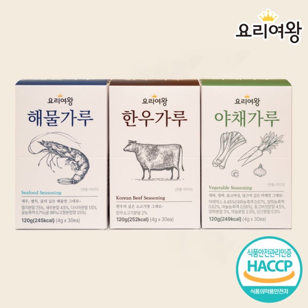 요리여왕 가루 육수 스틱 120g(한우, 해물, 야채)