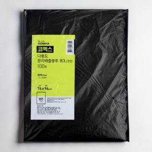 코멕스 다용도 분리배출봉투 대용량 재활용 비닐봉지 평판 검정 80L, 100매, 1개