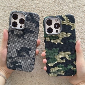 아이폰16 시리즈 카본 밀리터리 맥세이프 케이스 카모 패턴 슬림 하드 커버