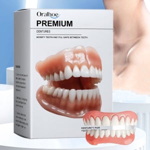 미국 치아 홈 메우기 실리콘 틀니 세트 치열 임시 치아 미백 가짜 이빨