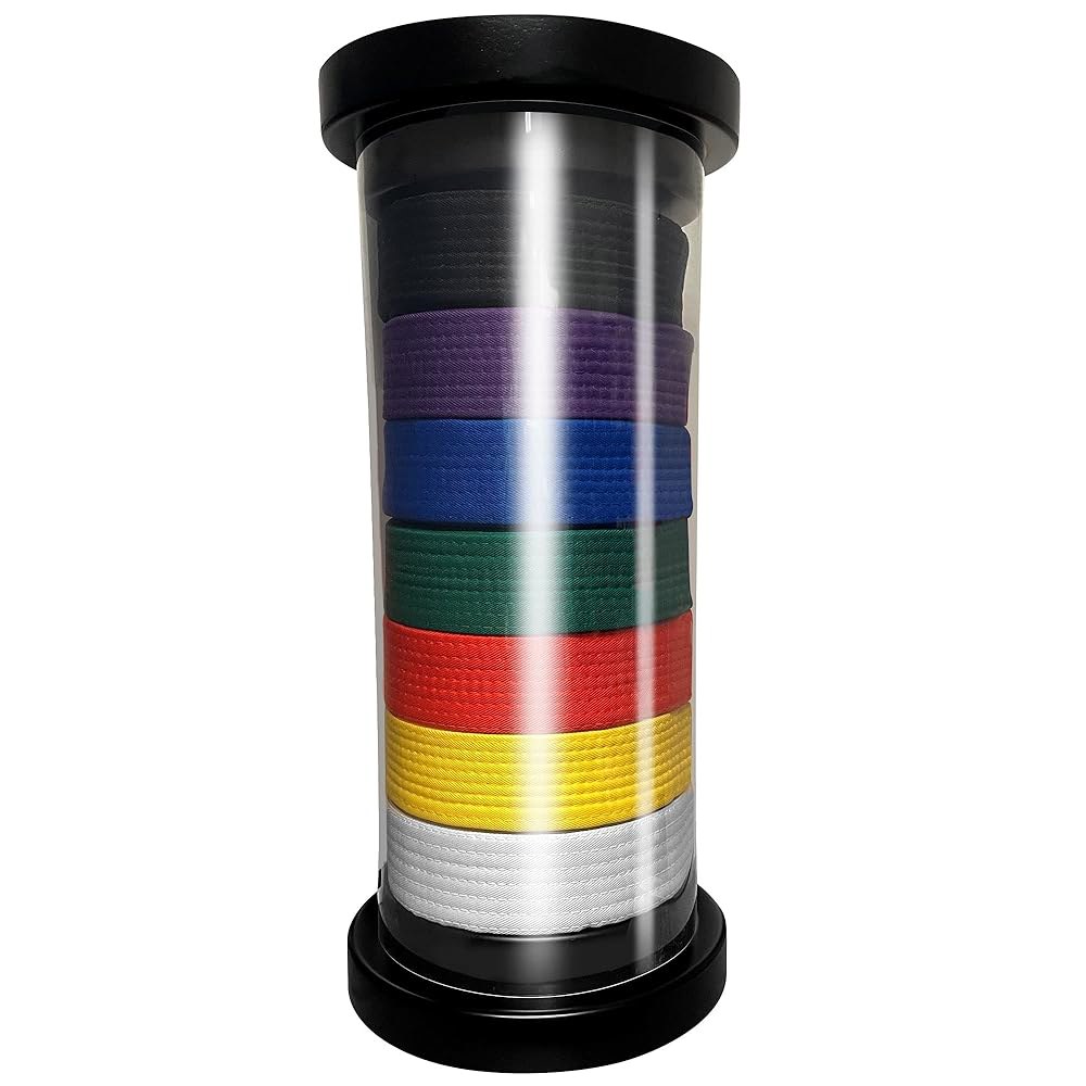 AAMA 무술 태권도 가라테 유도 주짓수 원형 원통 벨트 전시 케이스 선물