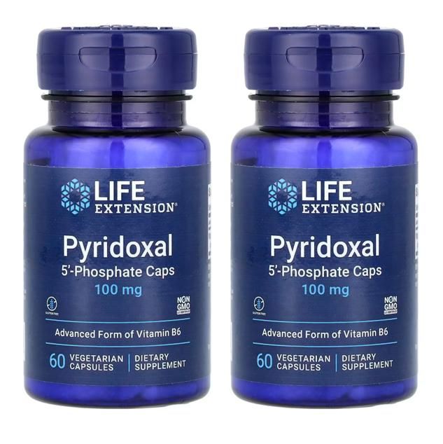 (1+1) 라이프 익스텐션 <b>피리독살 5 -포스테이트 캡슐 100mg</b> 베지 60정 (2병)