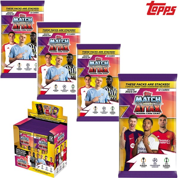 최신 24 시즌 탑스 매치 어택스 챔피언스 리그 부스터 팩 컬렉션 카드 Mbappe Lewandowski Limited Cards