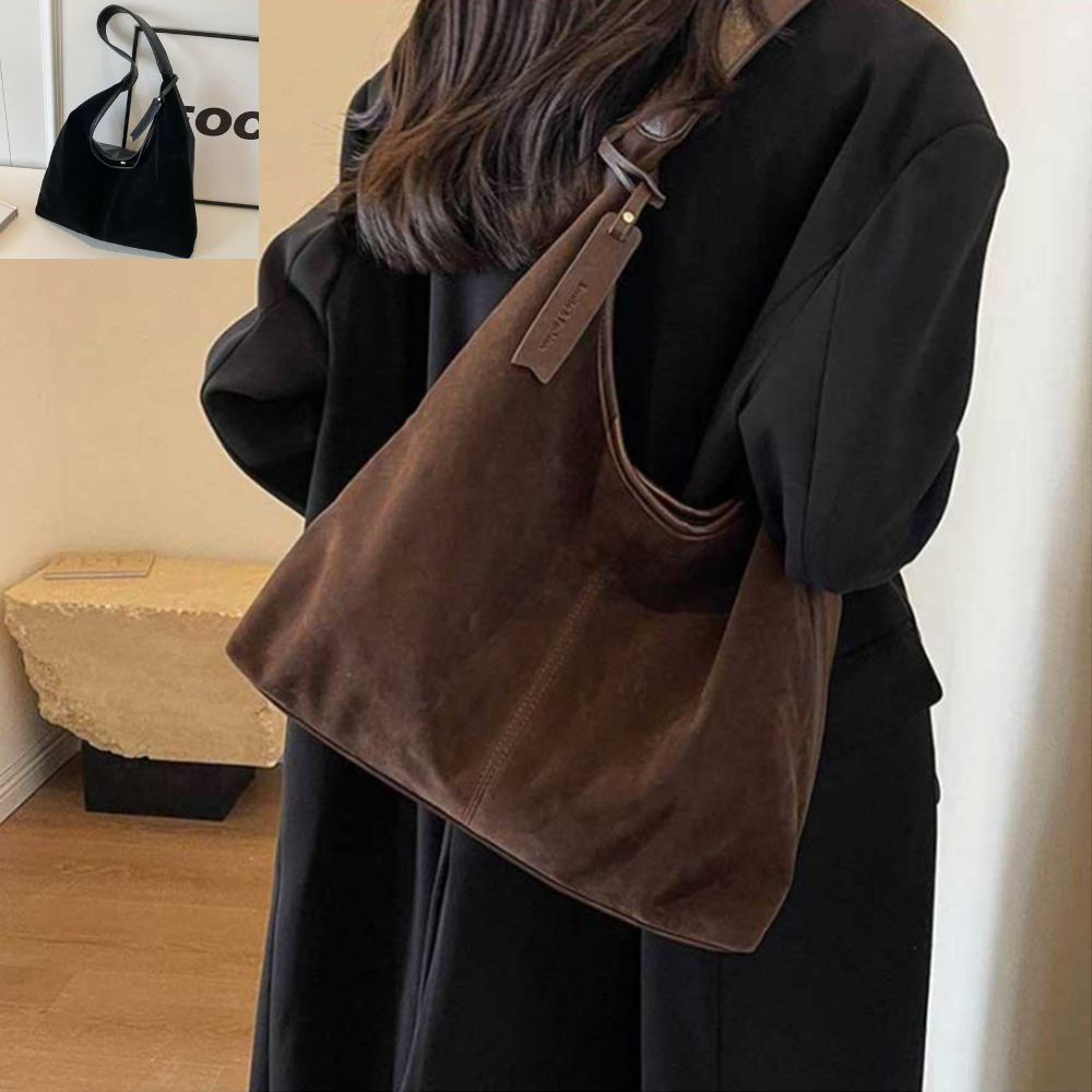 중저가가방 갈색 스웨이드 호보백 휘뚜루마뚜루 가벼운 숄더백