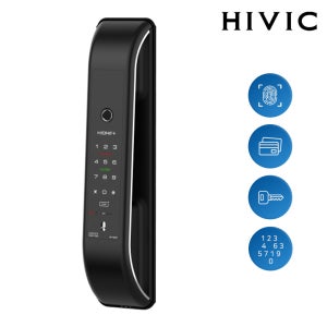 하이빅 푸시풀 도어락 HP-900F(KN900F) 지문인식 카드 비상키 번호 현관 도어락