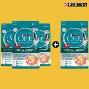 (3+1) 퓨리나 원 캣 고양이사료 피모 헤어볼 관리, 1.4kg, 4개