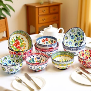 밥공기 국그릇 10P 세트 폴란드풍 도자기그릇 예쁜그릇 홈카페 식기