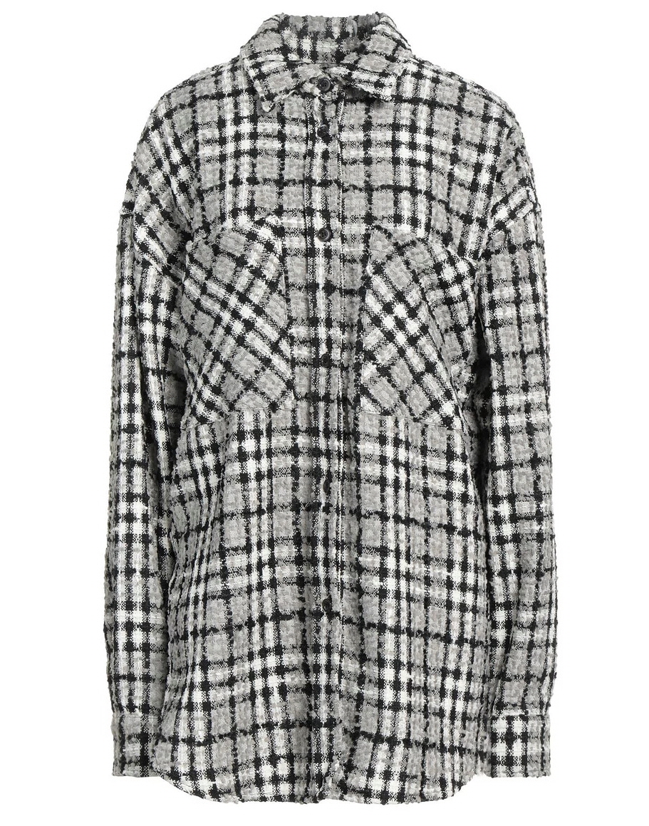 Faith Connexion Black & White Check Tweed Shirt jacket