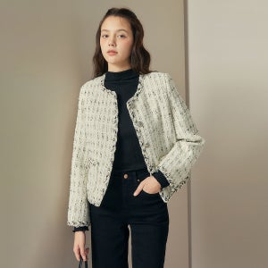 (JJ지고트) 라운드넥 브레이드 트위드 재킷 GRBP0JK421