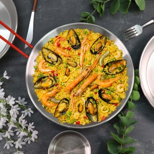 국산 스텐 빠에야팬 플레이팅접시 파스타 감바스팬 떡볶이 브런치 접시 26cm