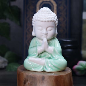 세라믹 불상 옥빛 아기부처님 소품 오브제