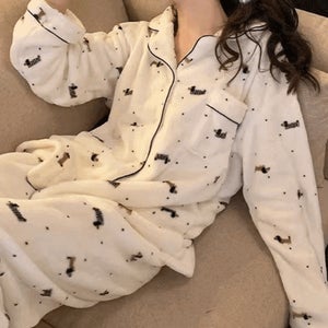 라리리 수면 잠옷 도트훈트 긴팔 상하세트 파자마 홈웨어(4057)