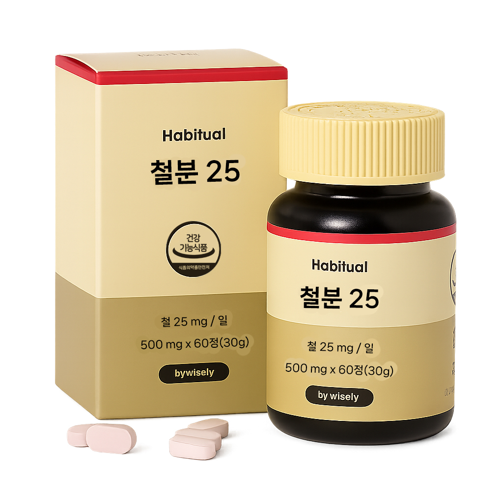 와이즐리 해비추얼 철분25 성장기 어린이 청소년 임산부 수유부 여성영양제 60정, 1개