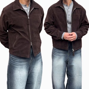 캐주얼 자켓 스웨이드 브라운 투웨이 아우터