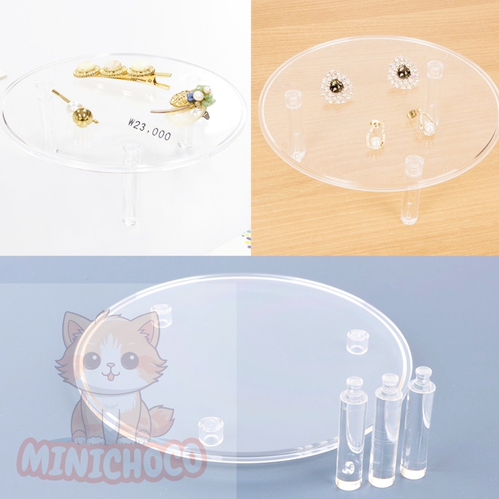 미니초코 아크릴 원형 탁자형 진열대 투명받침대 반지진열대