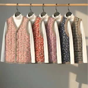 여성 기모 패딩 조끼 방한 꽃무늬 연예인스타일 시골 김장 엄마 할머니 할매조끼 베스트