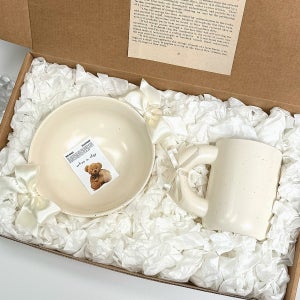 크림 뭉툭 머그잔 컵 빈티지 씨리얼 볼 선물세트 신혼부부 집들이선물 이벤트 답례품 홈카페