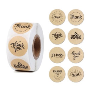 8종 크라프트 감사 땡큐 원형 스티커1 500매 S-358