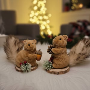 크리스마스 솔방울 다람쥐 오너먼트 장식 소품 패브릭 장식