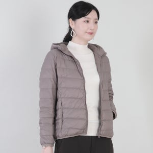 엄마옷 데일리 후드 경량 오리털 지퍼 봄 가을 초겨울 긴팔 숏 패딩 점퍼 J11514
