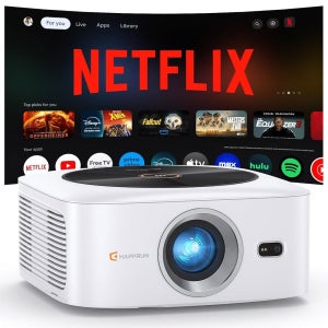 1500 ANSI 공식 라이선스 넷플릭스 야외 프로젝터 4K 풀 HD 와이파이 및 블루투 White