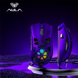 독거미 SC620 타공 마우스 AULA 유무선 게이밍 마우스 경량 사무용 메탈릭 퍼플