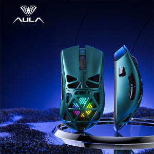 독거미 SC620 타공 마우스 AULA 유무선 게이밍 마우스 경량 사무용 메탈릭 그린