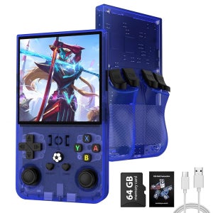R36MAX 레트로 핸드헬드 게임 콘솔 4.0인치 IPS 화면 64GB 메모리 성인용
