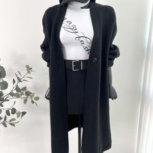 노카라 원버튼 일자핏 겨울니트 롱가디건 25W