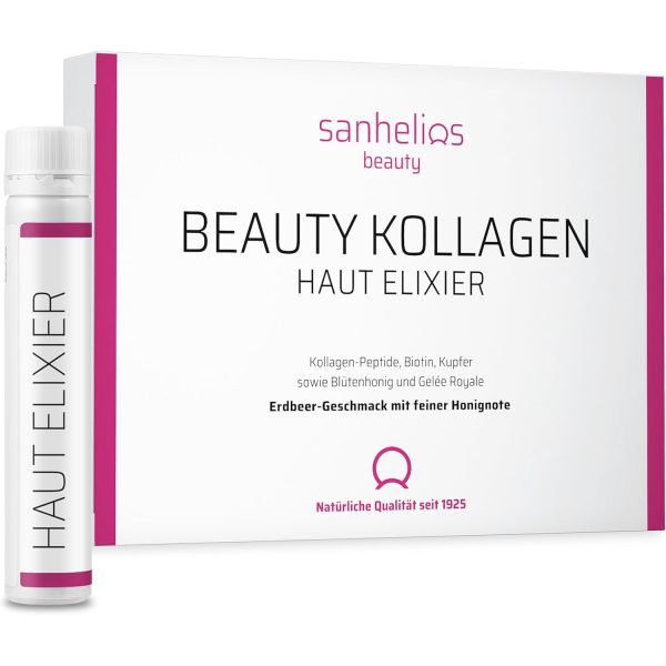 Sanhelios 산헬리오스 <b>뷰티 콜라겐</b> 스킨 엘릭시에 - 음용 가능한 안티에이징 테스트 우승 앰플 7개 프리미엄 <b>펩타이드 2500mg</b> + 비오틴, 구리 &amp; 비타민 C, 꽃꿀 로얄