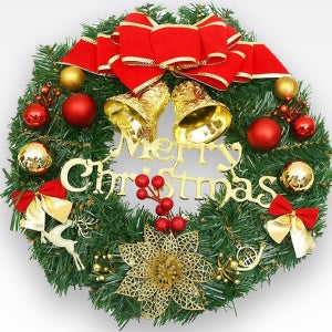 크리스마스리스 장식 소품 화환 캔들링 월데코 현관입구 30cm