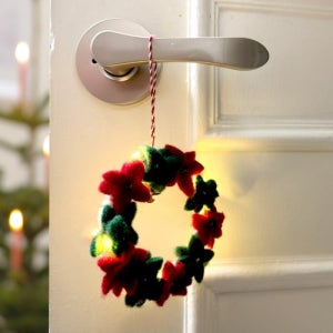 크리스마스리스장식 작은꽃미니 LED양모리스