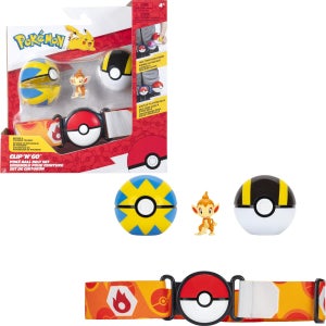 미국 포켓몬 클립 앤 고 벨트 플레이세트 불꽃숭이 배틀 피규어 퀵볼 하이퍼볼 울트라볼