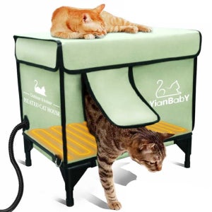 전기 히터 고양이 집 야외 방수형 온열 겨울용 보온집 A형 그린 가열+방수형 (50x35x45cm)