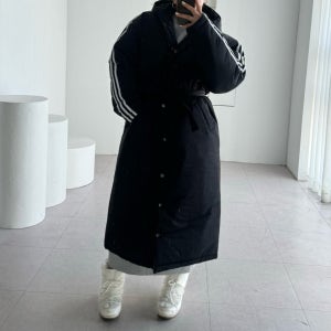 보니따스 키시 후드 롱 점퍼 오버핏 패딩 점퍼/ 블랙 카키