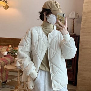 데일리 여성 경량 패딩 퀄팅 여성 패딩 자켓 라운드 가을