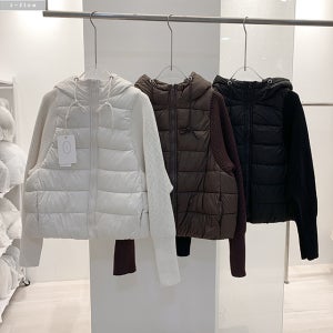 뉴보 후드 니트콤비 패딩 점퍼 3col 가을 겨울 하이넥 경량 웰론 제이플로우