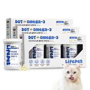 라이프펫 오메가3 초소형 고양이 영양제 순도80% 초임계 50mg 180캡슐, 3개