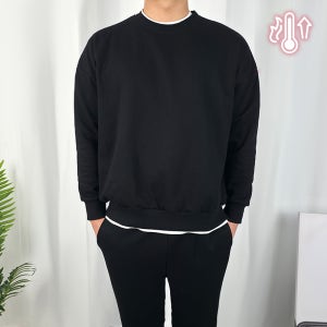 더핏 남성용 겨울 기모 기본 맨투맨 블랙 M