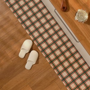 하루의공간 홀리데이 체크 주방 규조토 발매트 빨아쓰는 매트 45x210cm