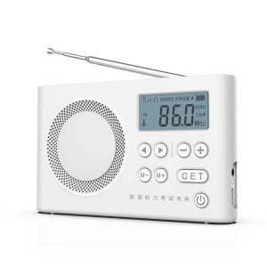 휴대용 라디오 플레이어 충전식 아날로그 fm튜너 충전 모델(시간 및 전원 표시)하얀색