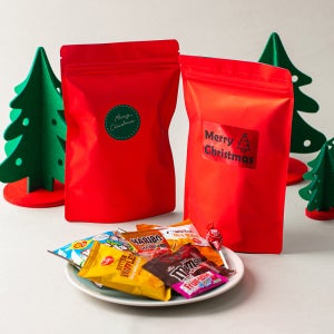 [10+1]단체 라벨스티커 크리스마스 구디백 간식 지퍼팩 레드