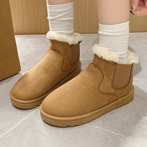 겨울 여성 털 부츠 방한 여성 숏 부츠 통굽 앵클
