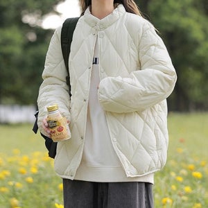 루즈핏 여성 퀼팅 패딩 카라리스 여성 누빔 점퍼 베이직 데일리