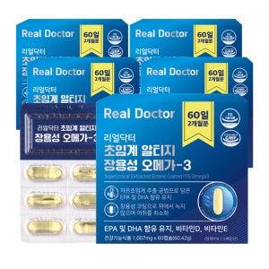 리얼닥터 초임계 알티지 장용성 오메가3 비타민D E 혈행개선 뼈건강 60캡슐, 5개
