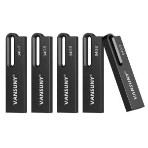 Vansuny 5팩 USB 30 플래시 드라이브 64GB 금속 방수 초고속 메모리 스틱 128GB USB3.0 2Pack Black