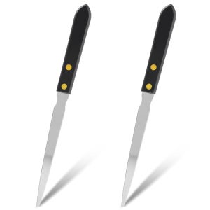 노게키 2팩 봉투 개봉기 나무 손잡이가 있는 스테인리스 스틸 편지 개봉기 홈 오피스 학교