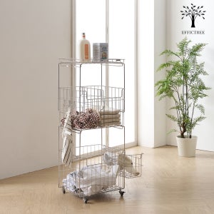 에픽트리 세인트 304 올스텐 이동식 대용량 세탁 빨래 바구니 3단 선반형